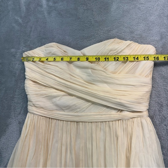 J.Crew Vintage Y2K Silk Cranked Strapless Cream Rushed Cocktail Dress Size 8 - Picture 5 of 8